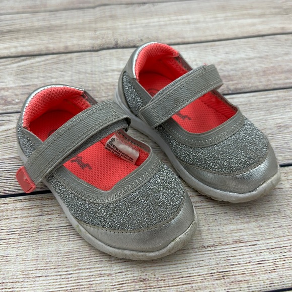 Cat & Jack Other - Cat & Jack Pink and Silver Sparkling Mary Jane Sneakers Size 5